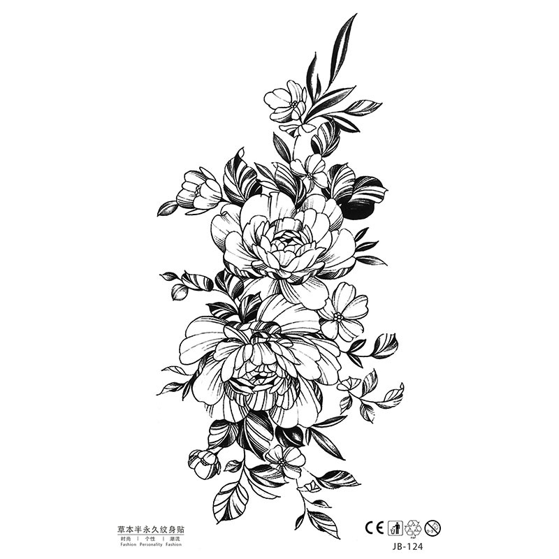 スポット卸売新品草本永久的な入れ墨入れ墨草本植物ジュースハーフアーム花柄インスタ高级感