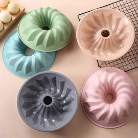 花形硅胶蛋糕模螺旋纹8寸圆形戚风蛋糕模具家用DIY烘焙模具批发