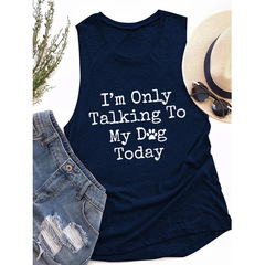 2024 Western and European Cross-Border Crew Neck Sleeveless Backless Printed Summer Export Casual Matchable Women's Top