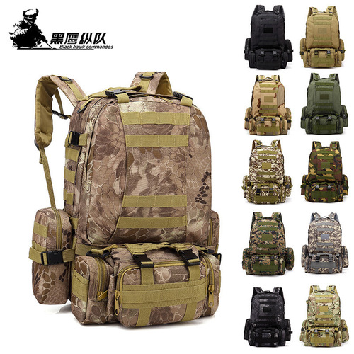 Waterproof Combination Backpack Men's Outdoor Mountaineering Camping Travel Large Capacity Shoulder Camouflage Tactical Backpack Wholesale