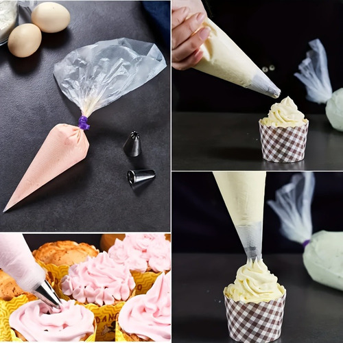 Hot sales, 100-pack disposable PO cream decoration bag with decoration nozzle set