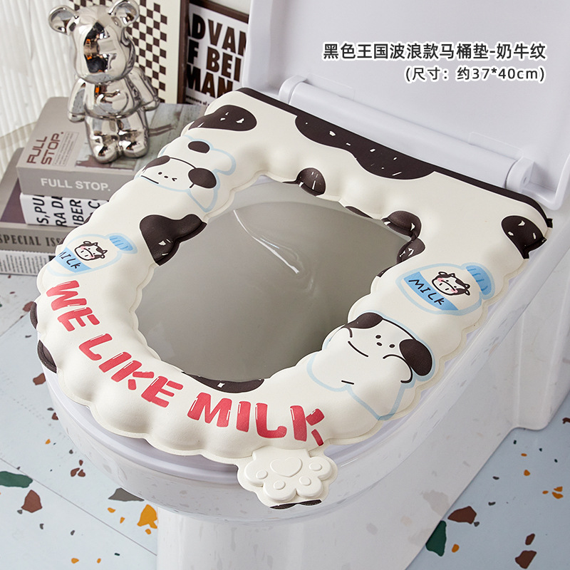 Cojín de inodoro impermeable de dibujos animados eva suave y engrosado estilo ondulado cojín de inodoro desechable pegatinas de inodoro para el hogar Four Seasons Universal