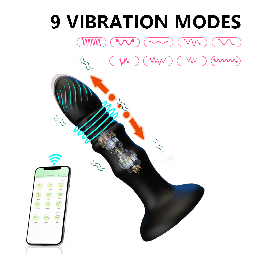 App-Controlled Retractable Silicone Prostate Massager with Vibrating Anal Beads — detail image 7