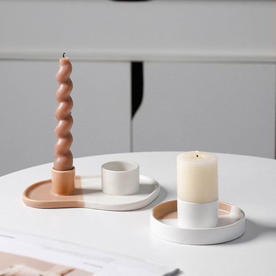 北欧ins欧式陶瓷烛台摆件餐桌装饰品摆设收纳小托盘香薰蜡烛台座|ru