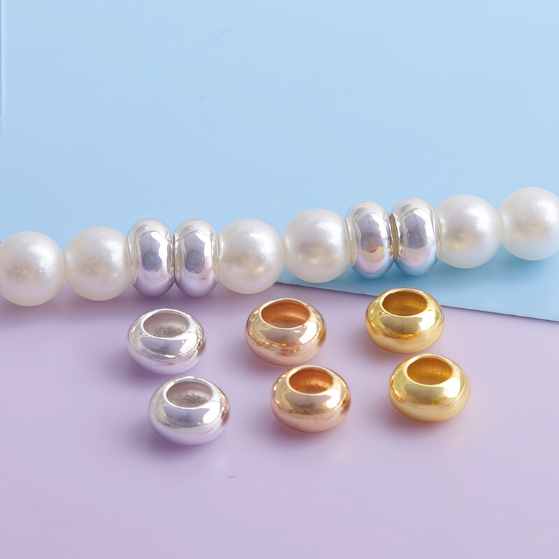14K Gold-Plated Copper Color-Preserving Large Hole Flat Beads Round Beads Abacus Beads Solid Smooth Beads DIY Handmade Beading Accessories 14K Gold-Plated Copper Color-Preserving Large Hole Flat Beads Round Beads Abacus Beads Solid Smooth Beads DIY Handmade Beading Accessories