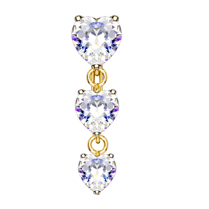1 Piece Quantity 1 Piece 316 Stainless Steel Copper Zircon Belly Rings Heart Shape Unisex