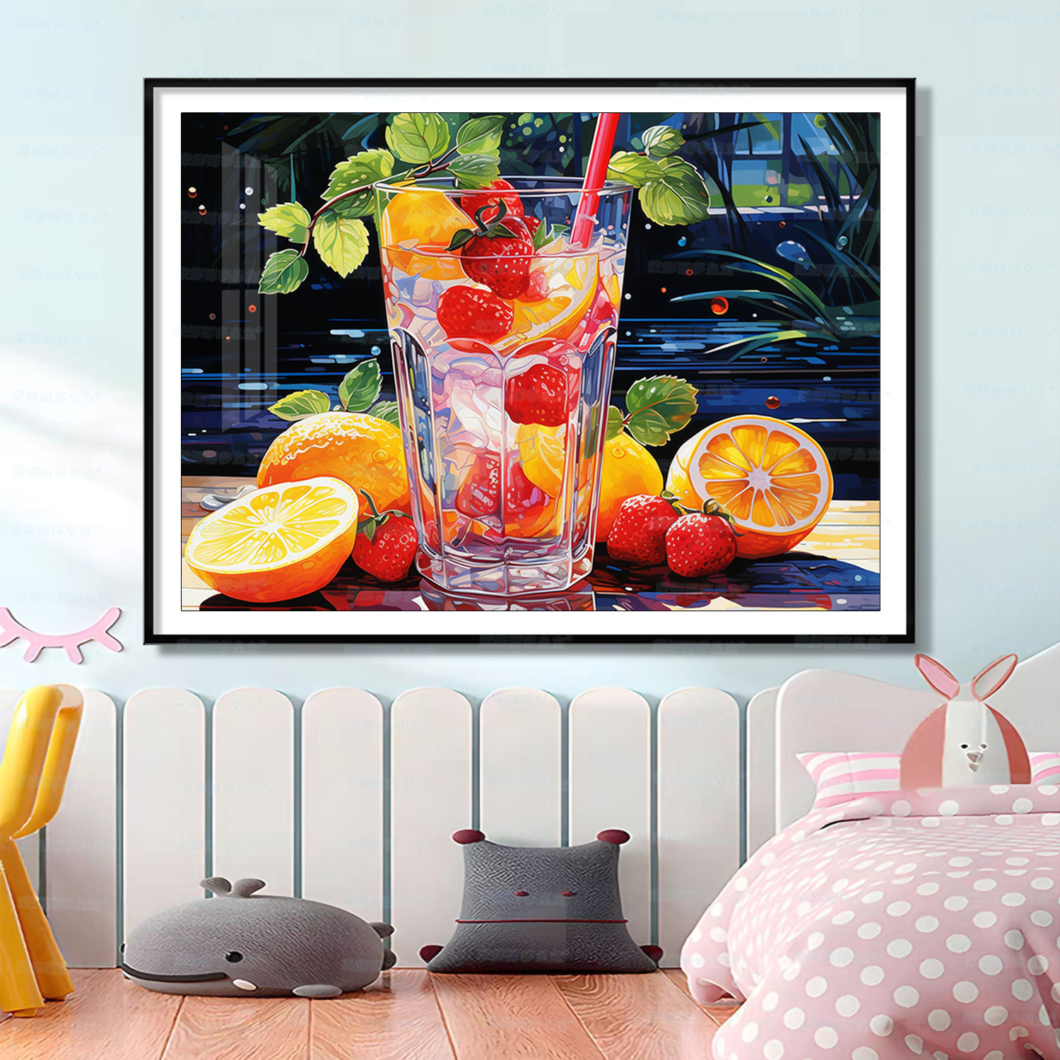 Monalisa real Cruz puntada fruta té nuevo pequeño moderno simple salón decoración Bordado de hilo hecho a mano image 4
