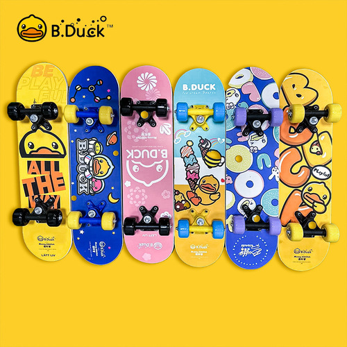B.Dcuk Yellow Duck Kids Skateboard for 3-6—12 Years Beginners 8 Double Wheels 15 Men's Entry-Level Skateboard for Girls