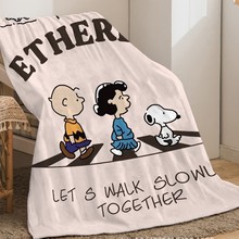 史努比法兰绒毛毯儿童午睡毯子盖毯学生宿舍床单两用数码印花毛毯