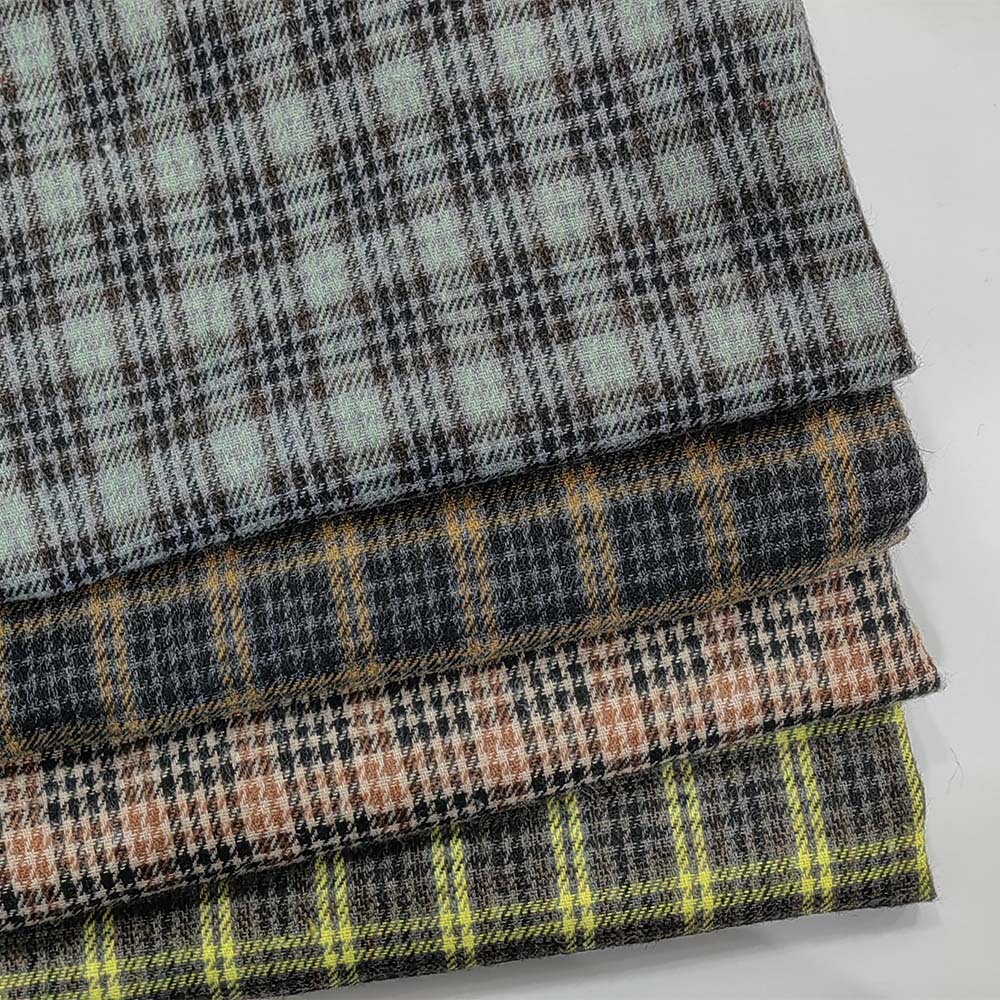 现货小批秋冬时尚法兰绒格子面料 加厚童装男装衬衫箱包帽子布料