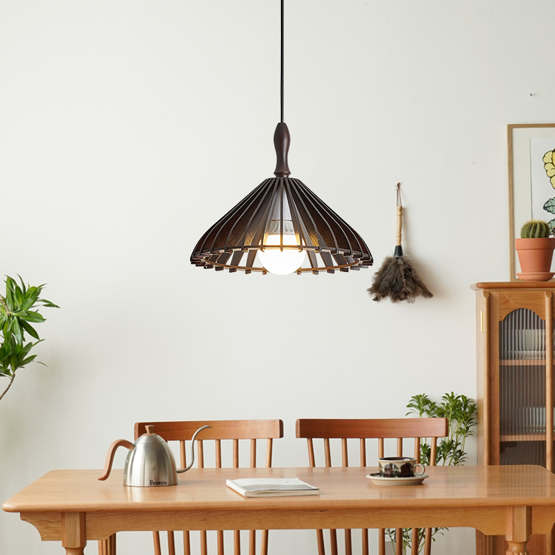 Lámpara colgante pequeña de estilo nórdico europeo, estilo chino nuevo, de madera maciza, para sala de estar, comedor, estudio, bar, salón de té, dormitorio