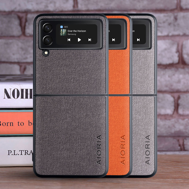 Applicable to [Samsung] Galaxy Z Flip 3 5G mobile phone protective case simple real cloth pattern mobile phone case