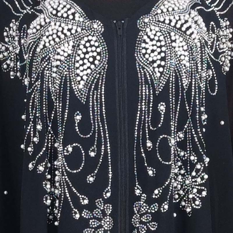 Cross-border Middle East Dubai Best-Selling Popular Long Robe Rhinestone Cardigan Dress 8869_ecoleips.com