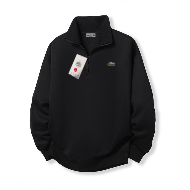 Heavyweight Autumn and Winter Crocodile Half-Zip Sweatshirt for Men, Embroidered Trendy Brand Polo Shirt, Solid Color Pullover Top, Long Sleeve for Women, Trendy