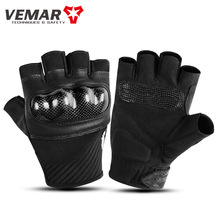 VEMAR摩托车骑行半指手套男女夏季薄款透气碳纤护壳防摔机车装备