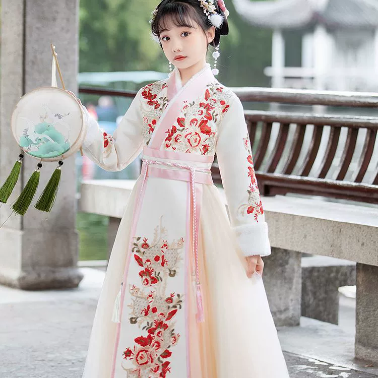 Демисезонный Hanfu, детская юбка для девочек, китайский стиль