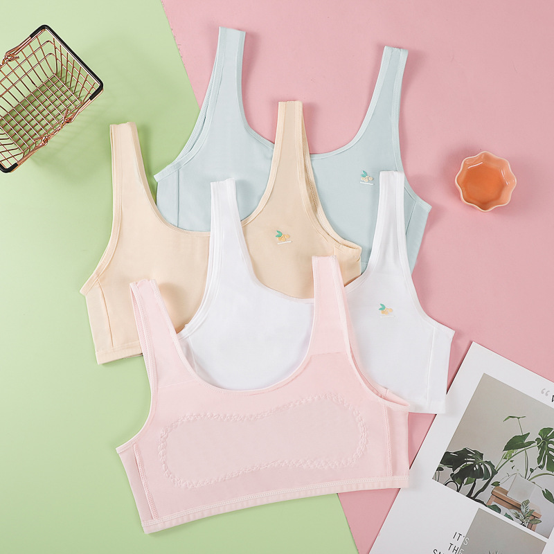 Ice Silk development period girl's vest double-layer quilted anti-bump primary school student junior high school student tube top little girl underwear