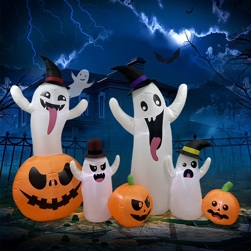 Halloween transfronterizo inflable fantasma fantasma blanco calabaza modelo de aire de terror al aire libre jardín LED decoración luminosa