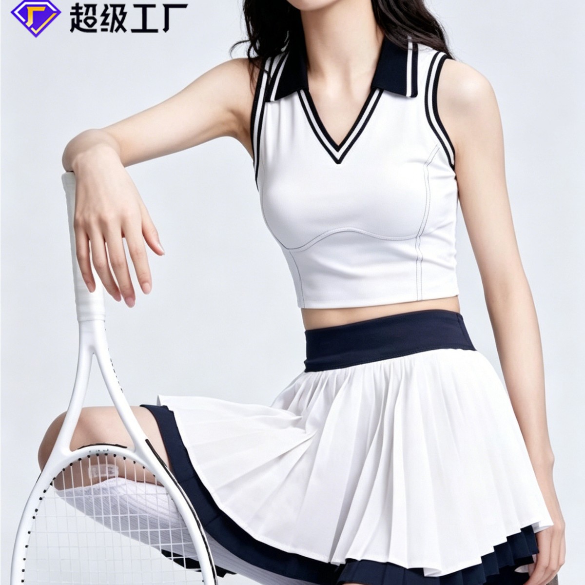 Hot-Selling Tennis Set with Chest Pads for Women, Outdoor Running Casual Wear, Irregular Versatile Quick-Drying Badminton Sports Skirt