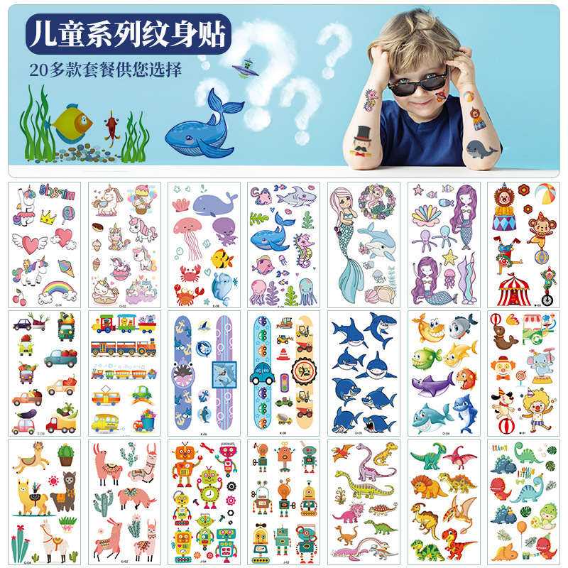 in stock Mermaid Tattoo Princess Face Sticker Wholesale Children Cartoon Animal Unicorn Tattoo Sticker Custom