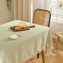 日韩格子桌布加厚茶几盖布跨境清新方格台布简约家用长方形餐桌布