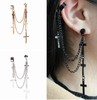 Accessory, earrings, fashionable ear clips, chain with tassels, European style, punk style