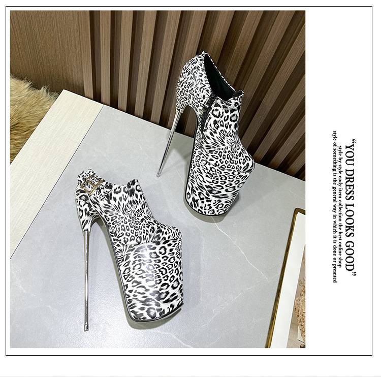 Boot nữ cổ cao quá đầu gối họa tiết da báo, gót mỏng 19 cm, khóa kim loại — Da báo trắng (19cm) không đổi trả chi tiết 19