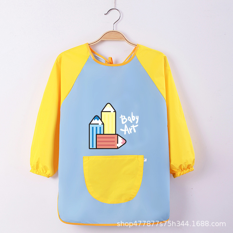 Abrigo DE LOS NIÑOS impermeable arte kindergarten pintura ropa publicidad inversa ropa impresa logo manga larga delantal vestido inverso