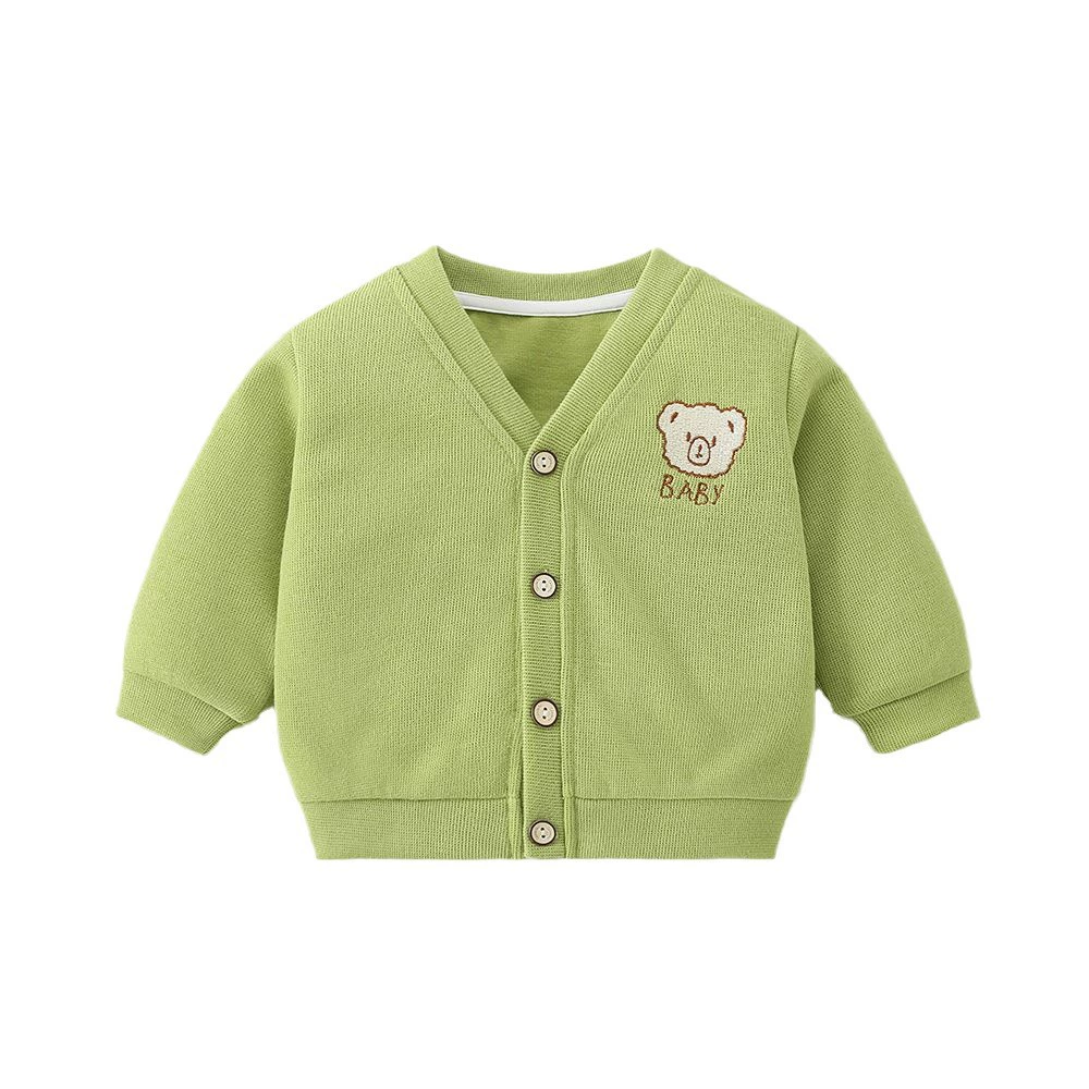 Детский осенний комбинезон, тонкая милая цветная кофта на выход, с вышивкой, с маленькими медведями, корейский стиль, западный стиль