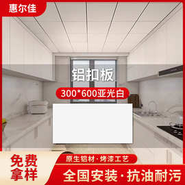 家装奶白暖白哑白集成吊顶铝扣板厨房卫生间300600抗油污天花板