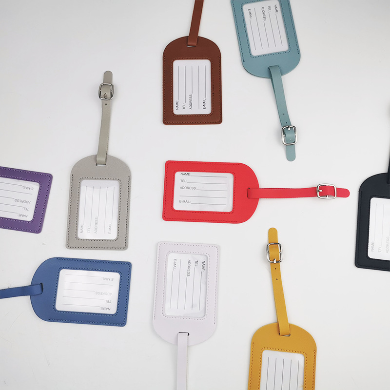 Nueva tarjeta de embarque de avión de cuero multicolor transfronteriza, etiqueta de equipaje creativa, etiqueta de equipaje de pu de cuero de facturación