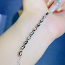 天然星光蓝宝石手链 女士饰品 精致 时尚  925银镶嵌手链批发