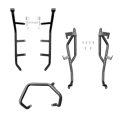 scooter accessories bumper, Motorcycle bumper - black-carbon-steel-front-bumper-with-304-stainless-steel-spotlight-bracket-rear-bumper-exhaust-cylinder-bumper