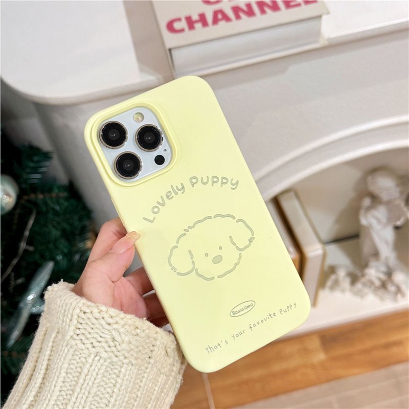 适用iPhone16ProMax液态字母小狗手机壳苹果15大孔肤感防摔手机壳|undefined