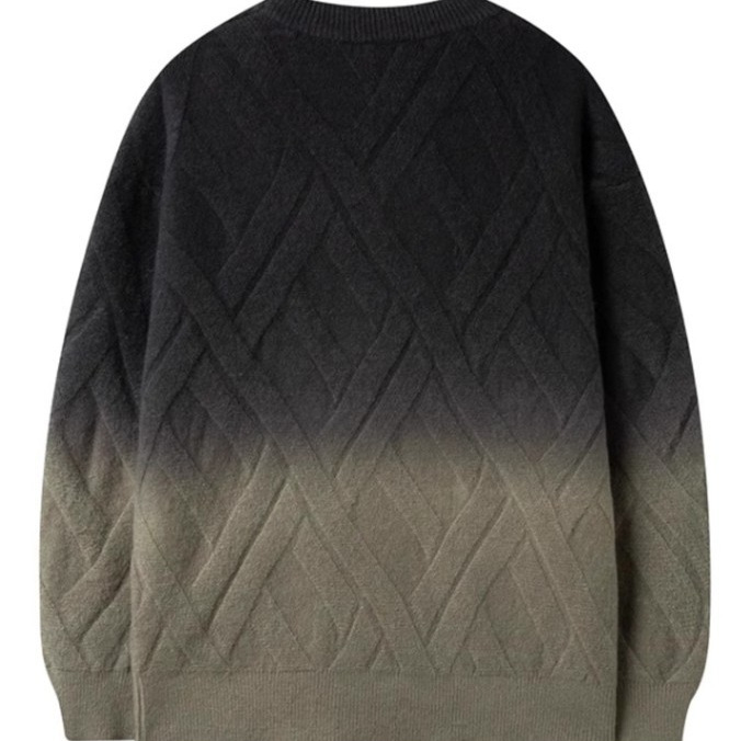 Versión coreana otoño e invierno casual retro degradado cuello redondo jersey suéter suelto de moda para hombres suéter de punto