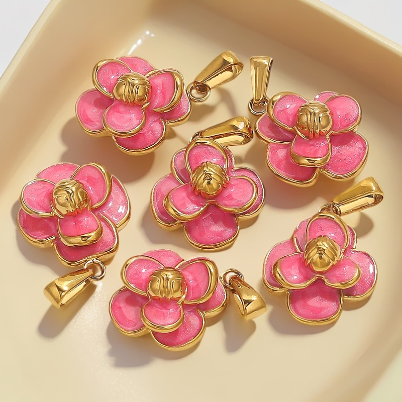 Acero inoxidable ins viento esmalte goteo de aceite multi-estilo colgante de color vacío preservación de color DIY collar joyas accesorios al por mayor