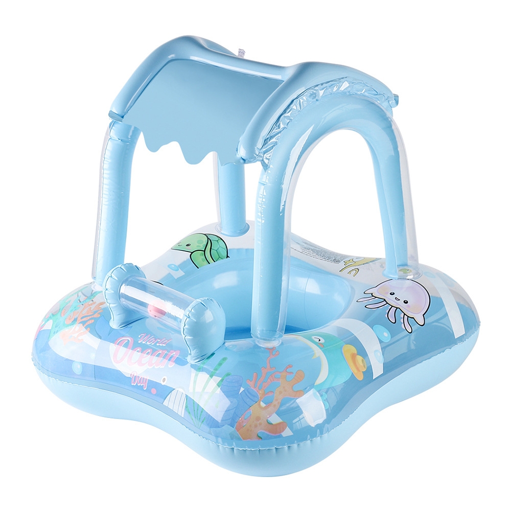 Xia Le bebé anillo de natación a prueba de sol con volante asiento de bebé barco cuerno barco hogar niños natación anillo piscina juguete