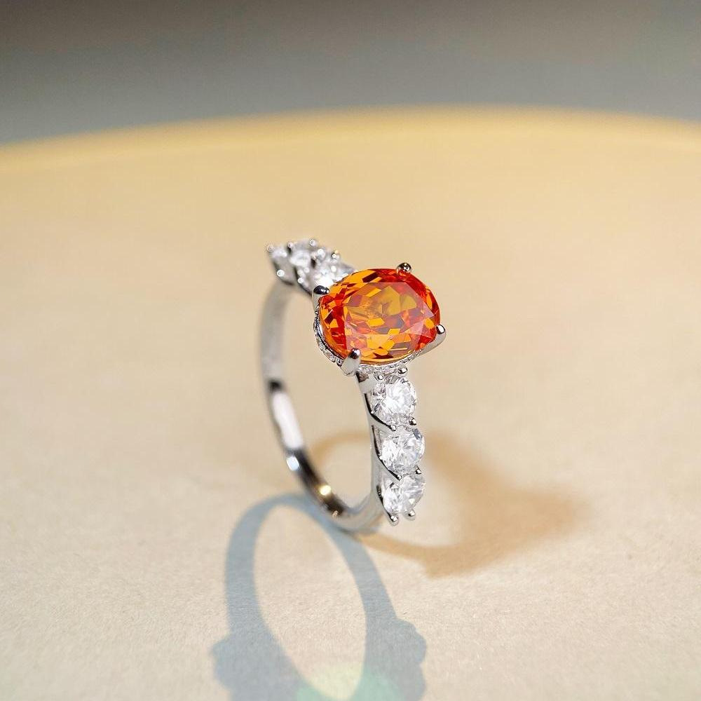 s925 sterling silver ring for women with 3 Karat big diamond and Fanta color, cross-border live broadcast style15