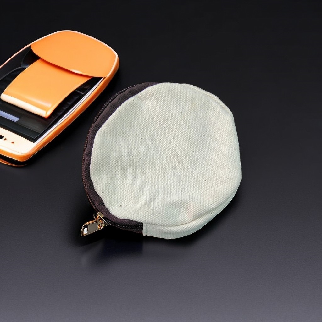 跨境新款棉布帆布包圆形拉链袋零钱硬币首饰数据线户外收纳包批发