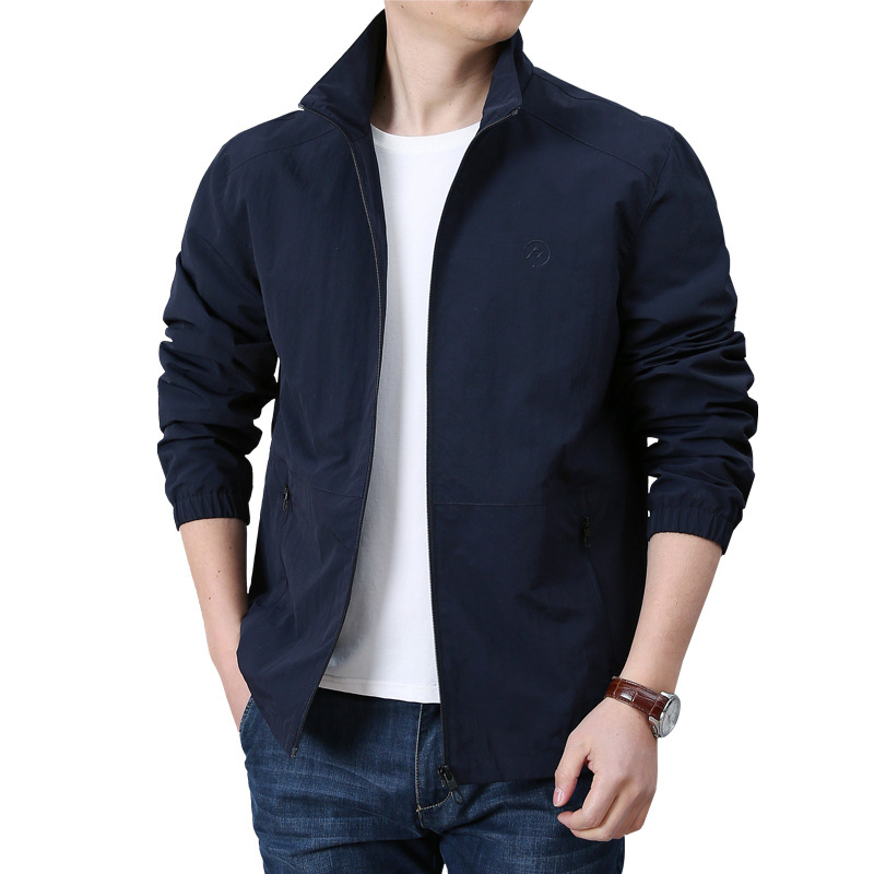 1 5722 Spring Jacket Loose Top Casual Simple Wear Middle-aged Thin Breathable Men's Coat_voghion.com