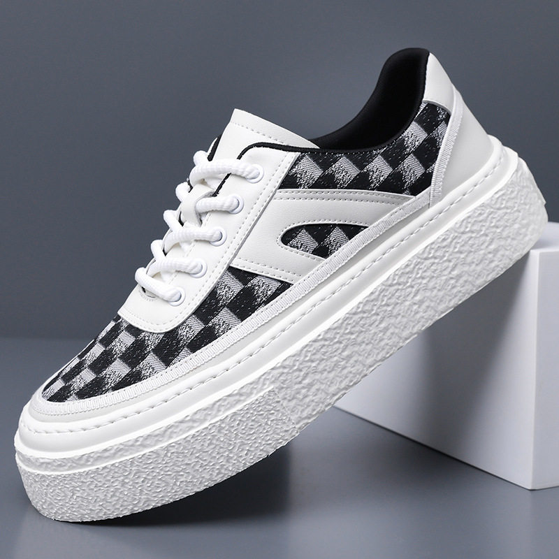 Giày thể thao đế dày nam kiểu mới, giày sneaker đơn giản tăng chiều cao, gót 3-5 cm — GX2519 màu trắng, GX2519 màu đen