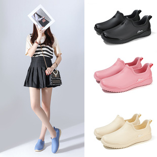 Cross-border Elegant Shallow Mouth Rain Shoes Women's Fashionable Internet Popular Low-top Short Tube Non-slip Waterproof Shoes Kitchen Work Rubber Shoes Summer