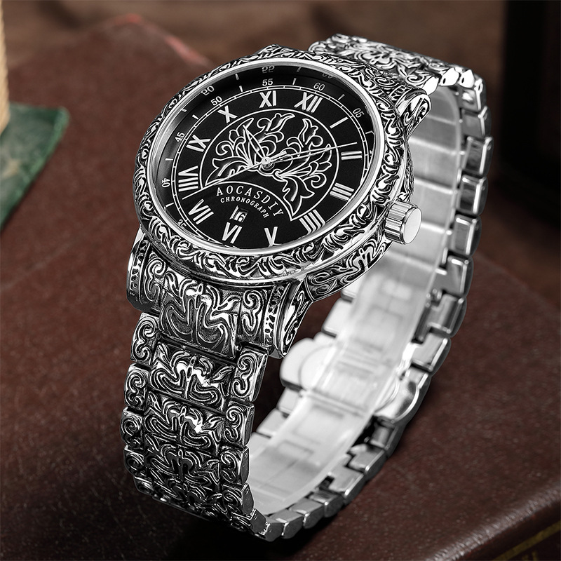 Orologio al quarzo vintage uomo design retro di lusso versatile_voghion.com