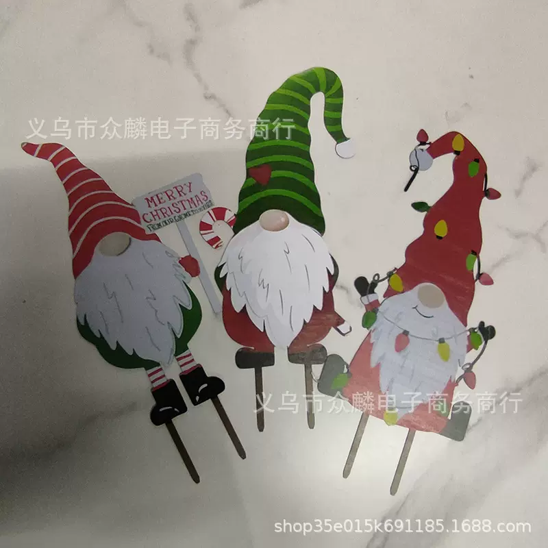 金属铁艺侏儒圣诞花园插件 无脸圣诞老人圣诞节装饰品庭院插件