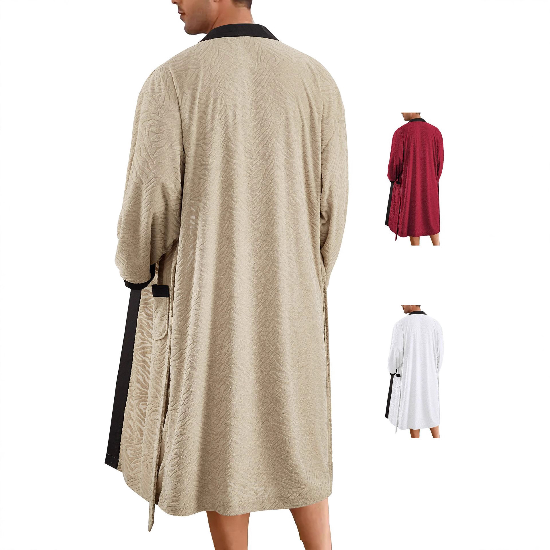 26 años de hombre Jacquard largo suave cinturón plano hombre bata de baño Amazon comercio electrónico ropa de hogar de tamaño grande