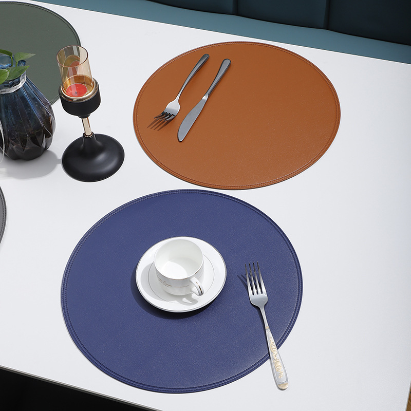 圆形皮革餐垫隔热垫家居双面使用餐桌垫酒店西餐垫餐具垫子可定详情1