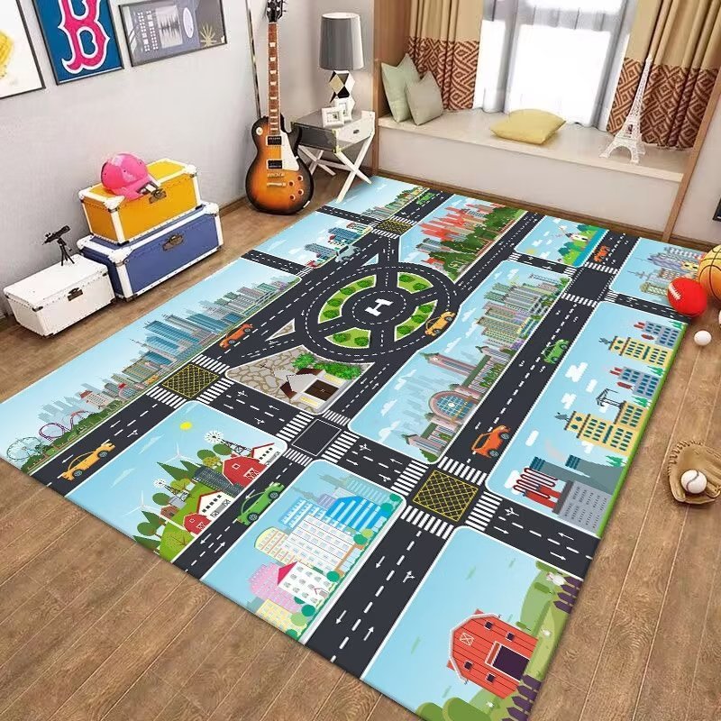 国境を越えた子供用カーペット、駐車場ゲーム、クライミングマット、交通道路フロアマット、早期教育幼稚園カーペット、代理販売可能|undefined