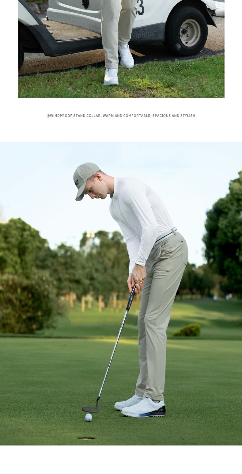 Quần dài golf nam PGM co giãn thoải mái, thắt lưng thun — KUZ187-quần trắng chi tiết 12