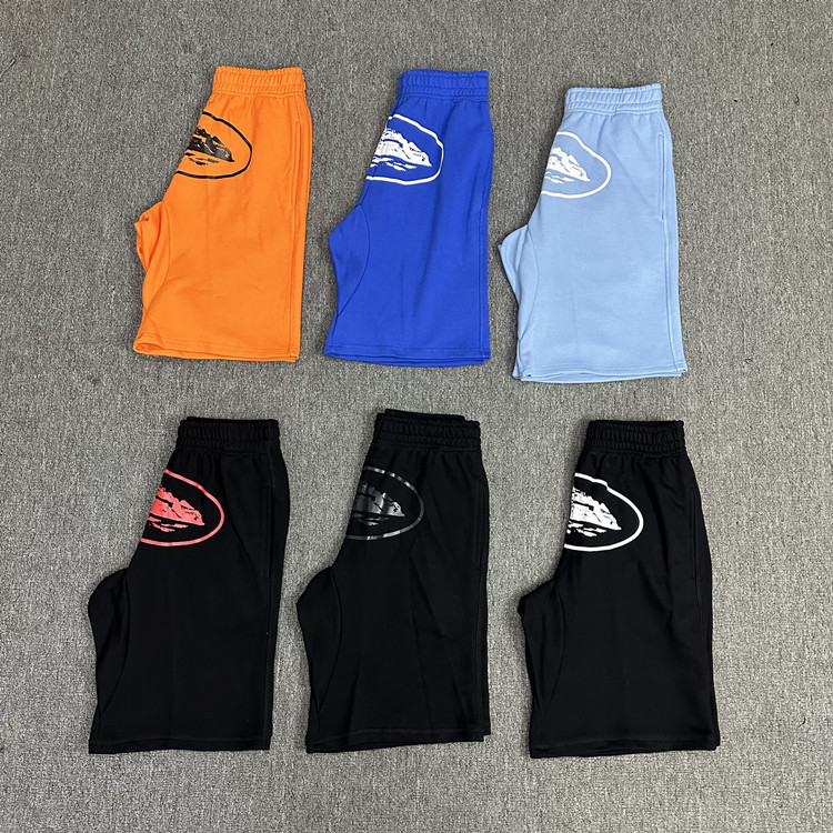 Corteiz Classic Series Ship Print Logo Shorts Alcatraz Hip-Hop Skate Casual Shorts for Men and Women