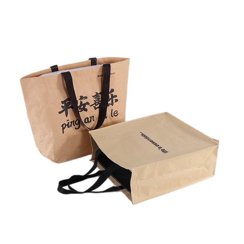 Bolsas de papel kraft personalizadas retro no tejidas bolsas de compras tejidas gruesas publicidad bolsas de mano ecológicas personalizadas